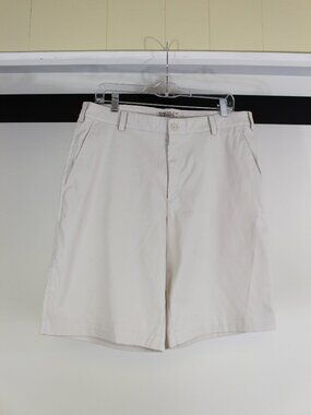 Nike Golf Dri Fit Shorts Mens 34 Khaki Beige Tour Performance Flat Front Casual